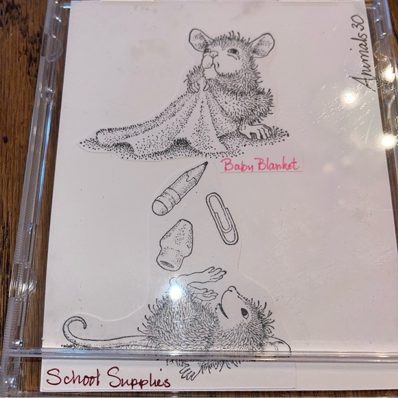 House Mouse Baby Blanket And School Supplies Cling Rubber Stamp Stampendous - Picture 1 of 5